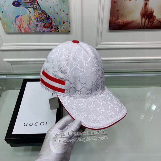 Gucci男女同款帽子 古馳三色織帶GG印花鴨舌帽棒球帽  mm1742